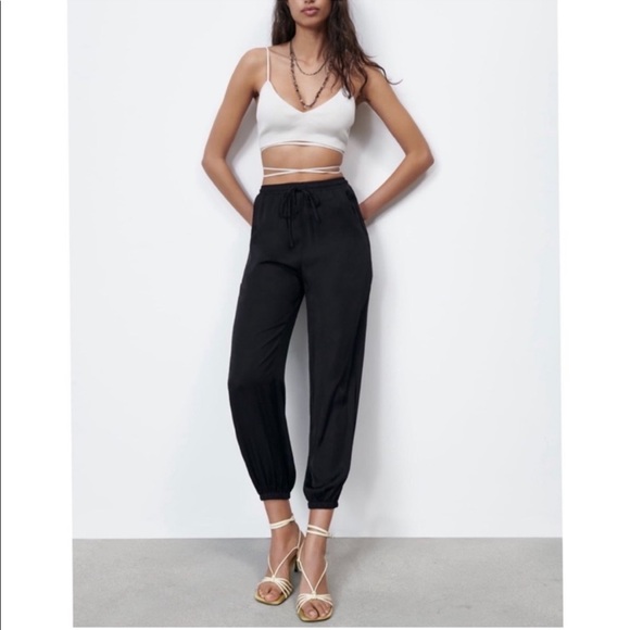 2 x Lightweight Satin Jogger Pants, Zara & Solaris Style, XS/S - Picture 2 of 12
